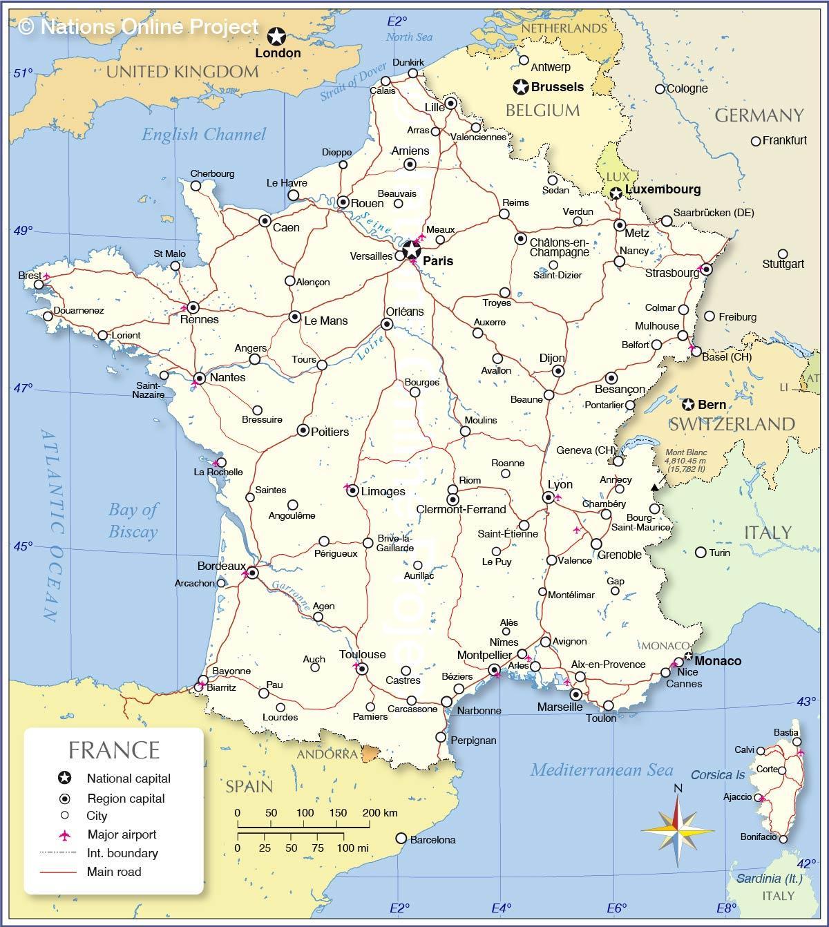 法国机场的地图国际