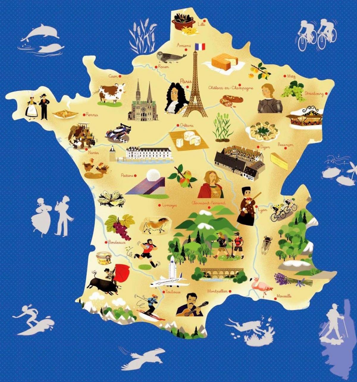 法国地图的旅游业