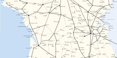 地图上的火车线路在法国