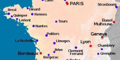 法国地图，显示机场