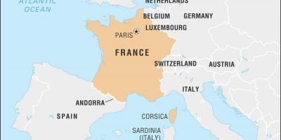 地图上的法国和相邻的国家